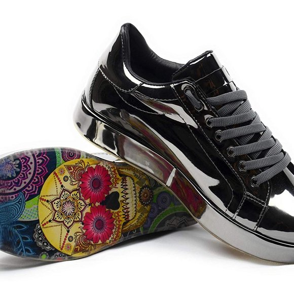 Women's Patent Leather Stylish Fashion Sneakers - Picture 7 of 8